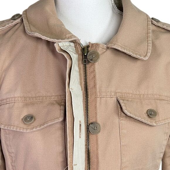 LOFT Tan Utility Jacket with Classic Collar Size Med Tall - Picture 9 of 15